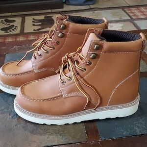 Tan Leather New Shamtch High-Top Boots with Sturdy Soles